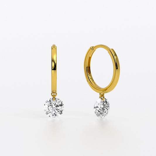 Pendientes de oro de 18K con diamantes de laboratorio perforados de 1 ct
