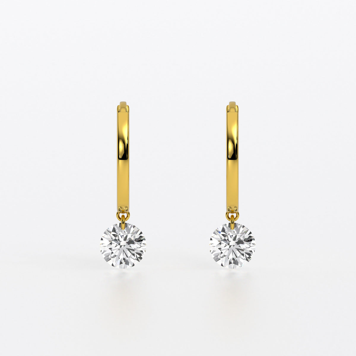 Pendientes de oro de 18K con diamantes de laboratorio perforados de 1 ct