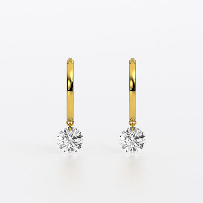 Pendientes de oro de 18K con diamantes de laboratorio perforados de 1 ct