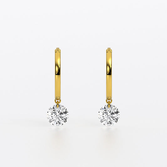 Pendientes de oro de 18K con diamantes de laboratorio perforados de 1 ct