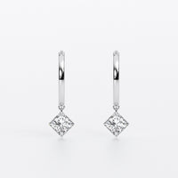 Pendientes de oro de 18K con diamantes de laboratorio talla princesa perforados de 1 ct