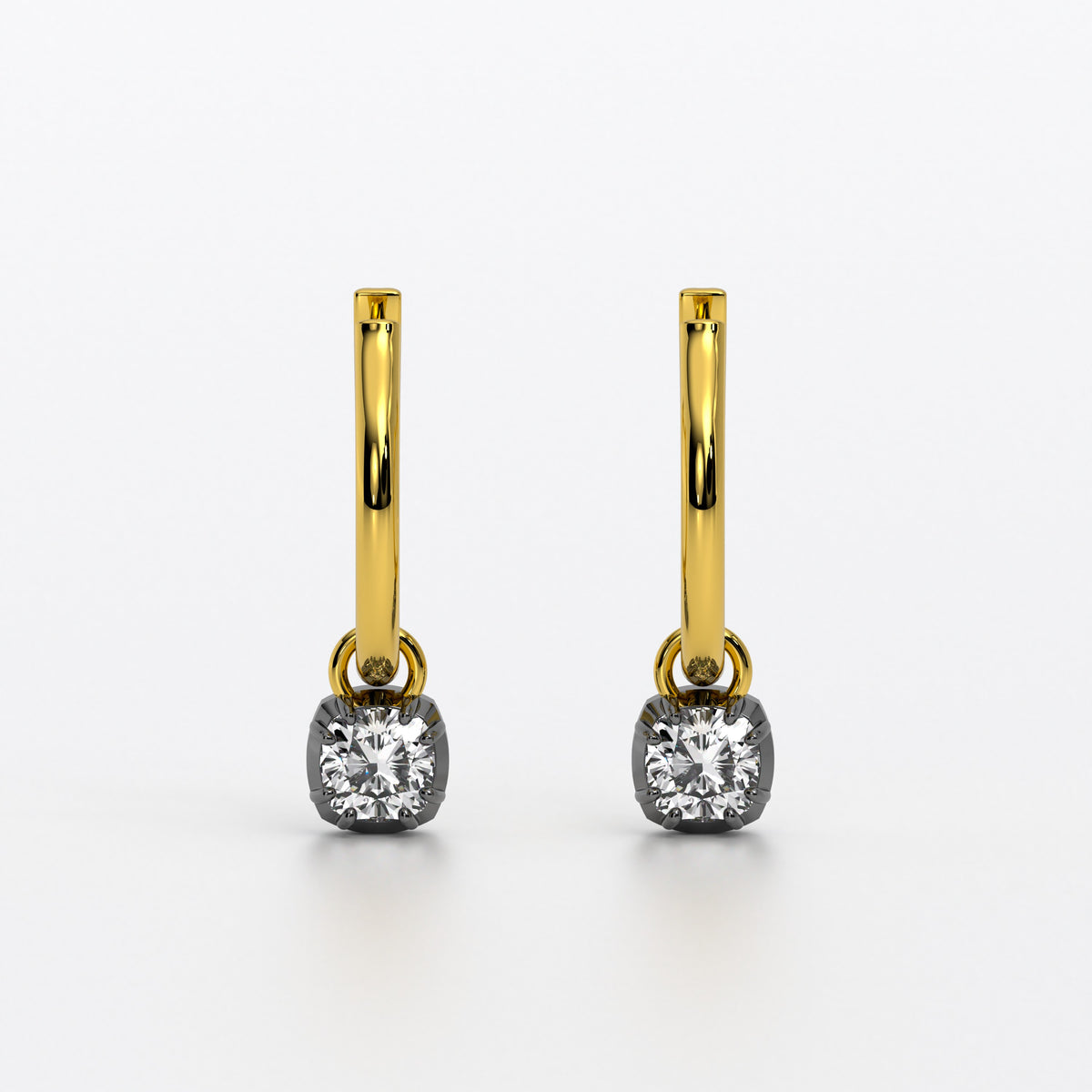Pendientes de oro de 18K con diamantes talla ascher de 1.5 ct
