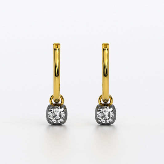 Pendientes de oro de 18K con diamantes talla ascher de 1.5 ct