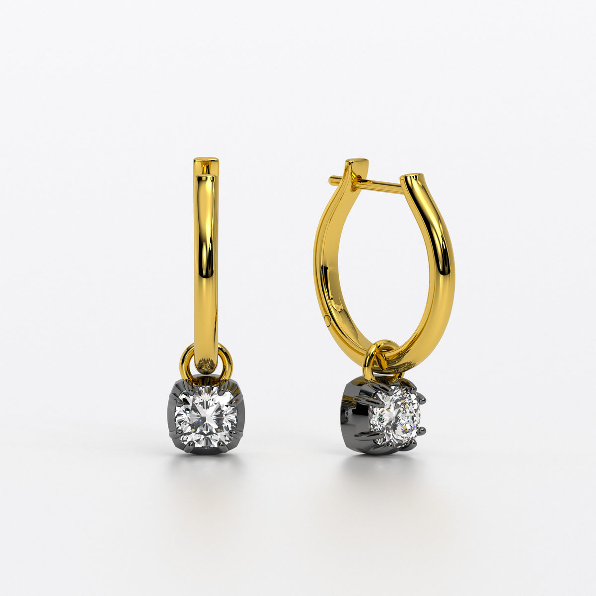 Pendientes de oro de 18K con diamantes talla ascher de 1.5 ct