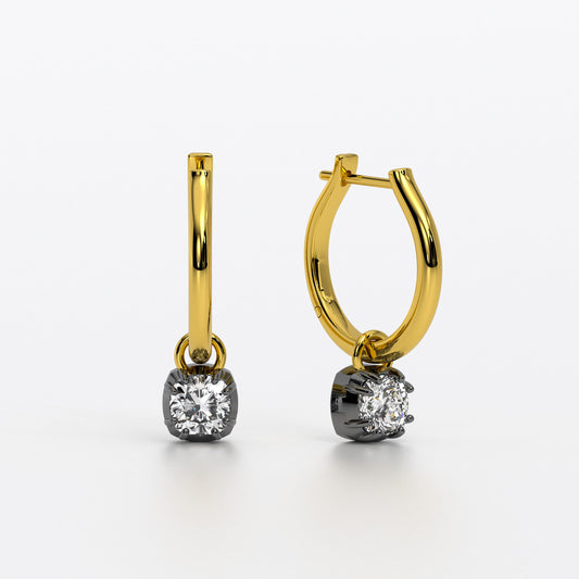 Pendientes de oro de 18K con diamantes talla ascher de 1.5 ct