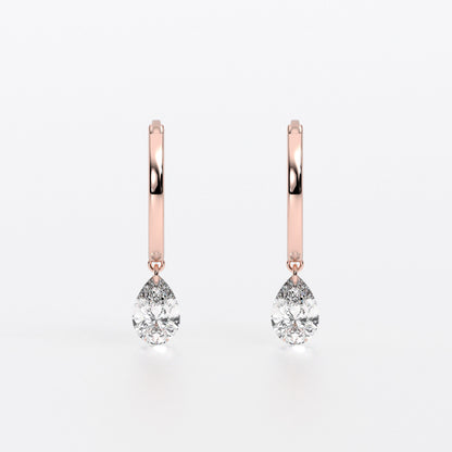 Pendientes de oro de 18K con diamantes de laboratorio talla pera perforados de 1 ct