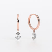 Pendientes de oro de 18K con diamantes de laboratorio talla pera perforados de 1 ct