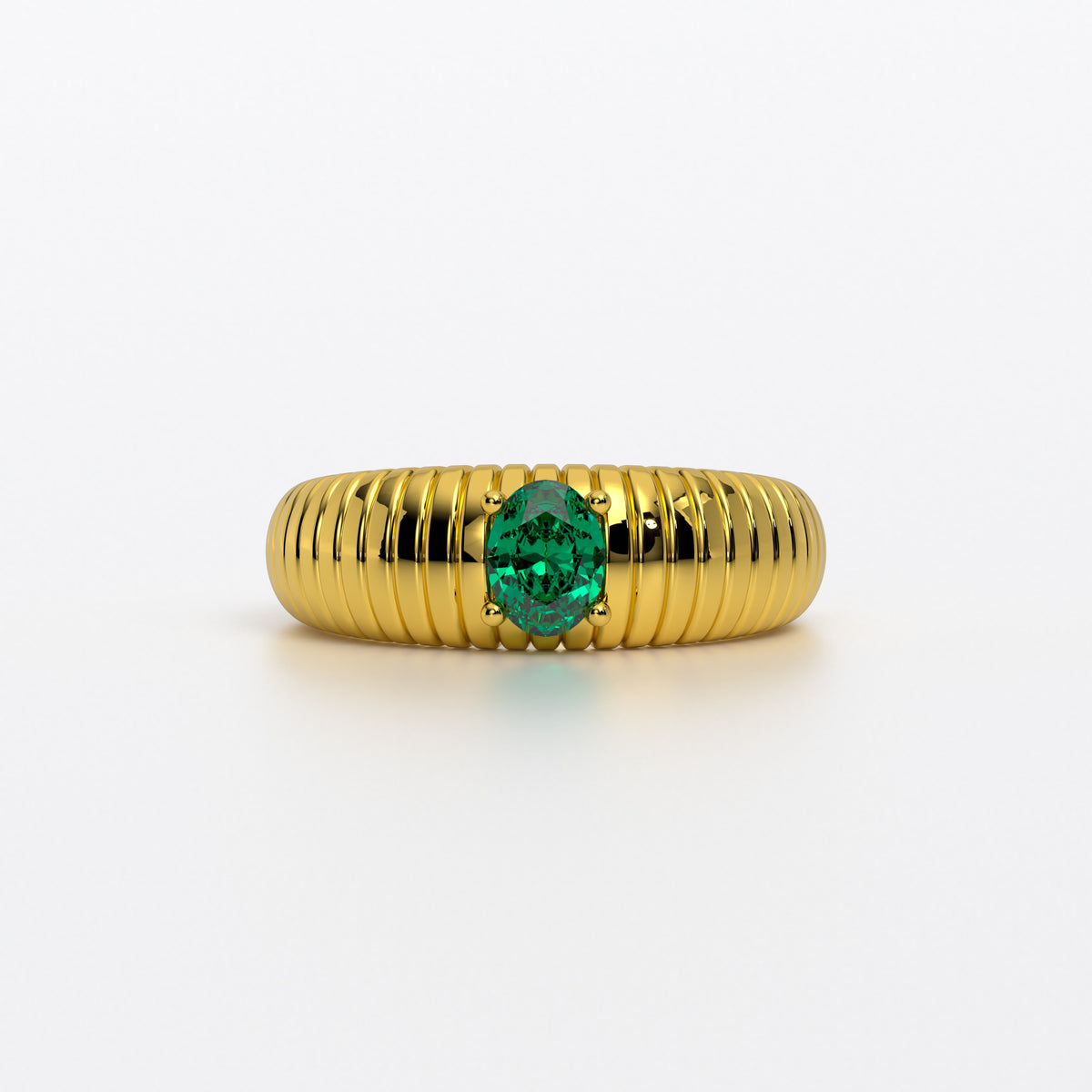 Anillo de oro 18k con esmeralda natural talla oval