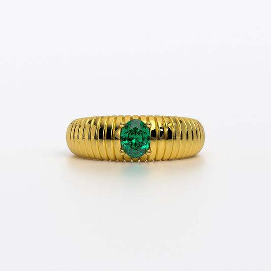 Anillo de oro 18k con esmeralda natural talla oval
