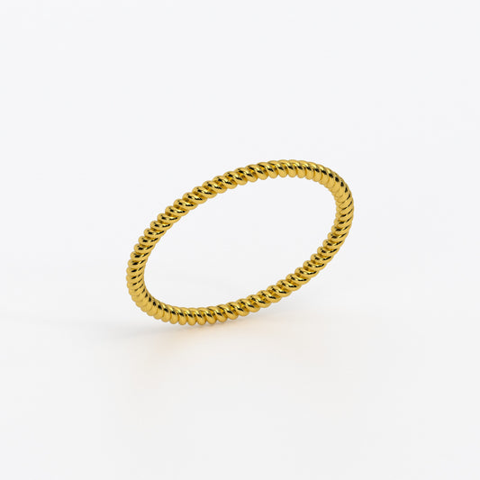 Alianza de oro amarillo con dos hilos entrelazados en espiral