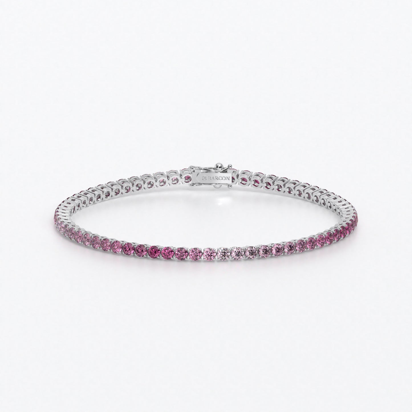 Rivière de oro de 18k con zafiros rosas en degradé en talla brillante