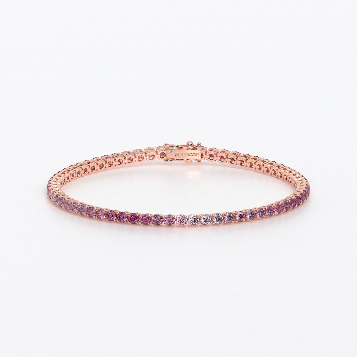 Rivière de oro de 18k con zafiros rosas en degradé en talla brillante