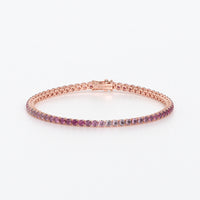 Riviere d'or de 18k amb safirs roses en degradat en talla brillant