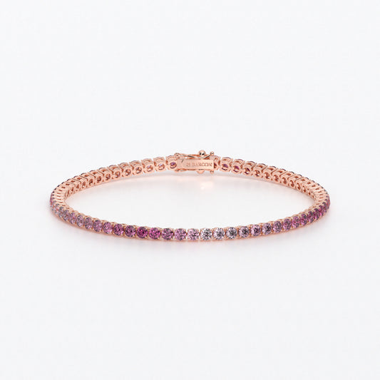 Rivière de oro de 18k con zafiros rosas en degradé en talla brillante