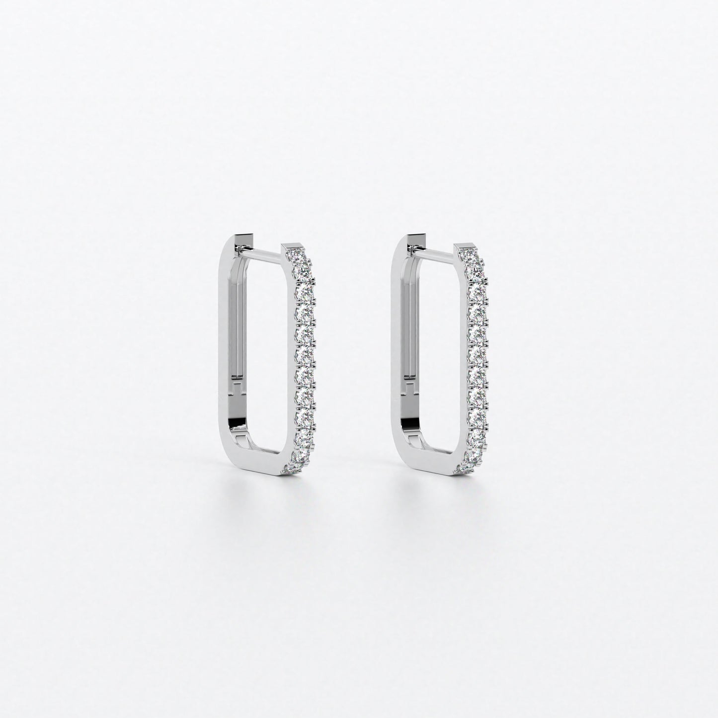 Criollas rectangulares de oro blanco 18K con diamantes blancos