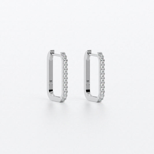 Criollas rectangulares de oro blanco 18K con diamantes blancos