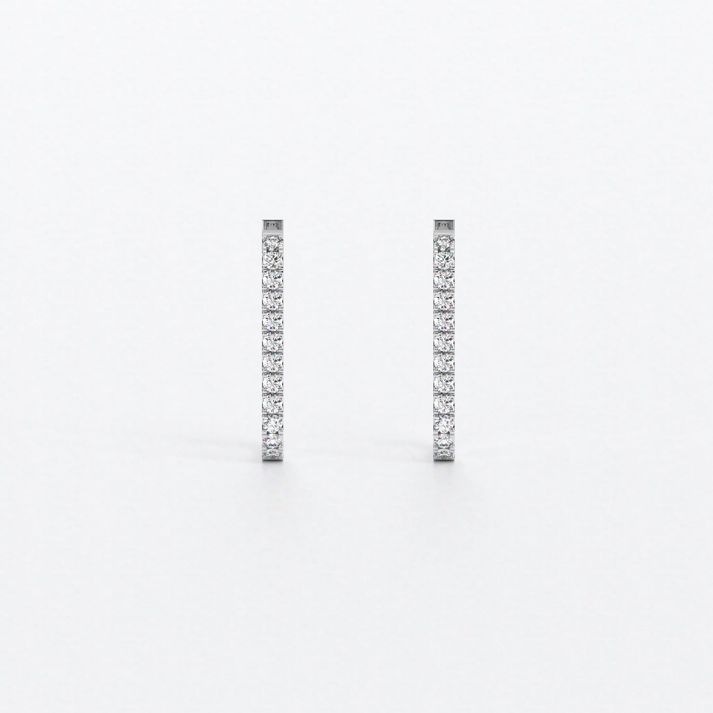 Criollas rectangulares de oro blanco 18K con diamantes blancos
