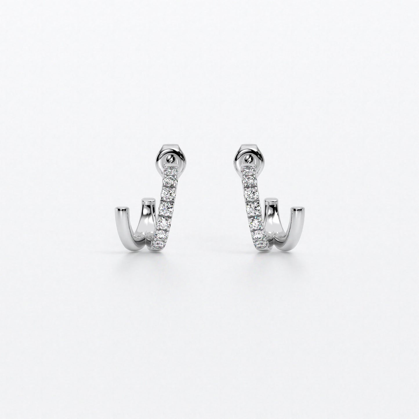 Criollas dobles de oro blanco 18K con diamantes blancos