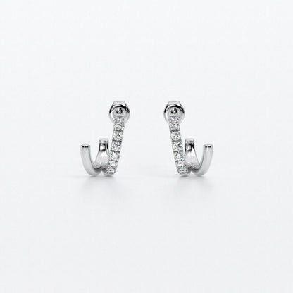 Criollas dobles de oro blanco 18K con diamantes blancos