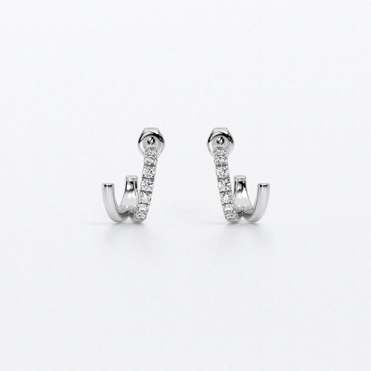 Criollas dobles de oro blanco 18K con diamantes blancos