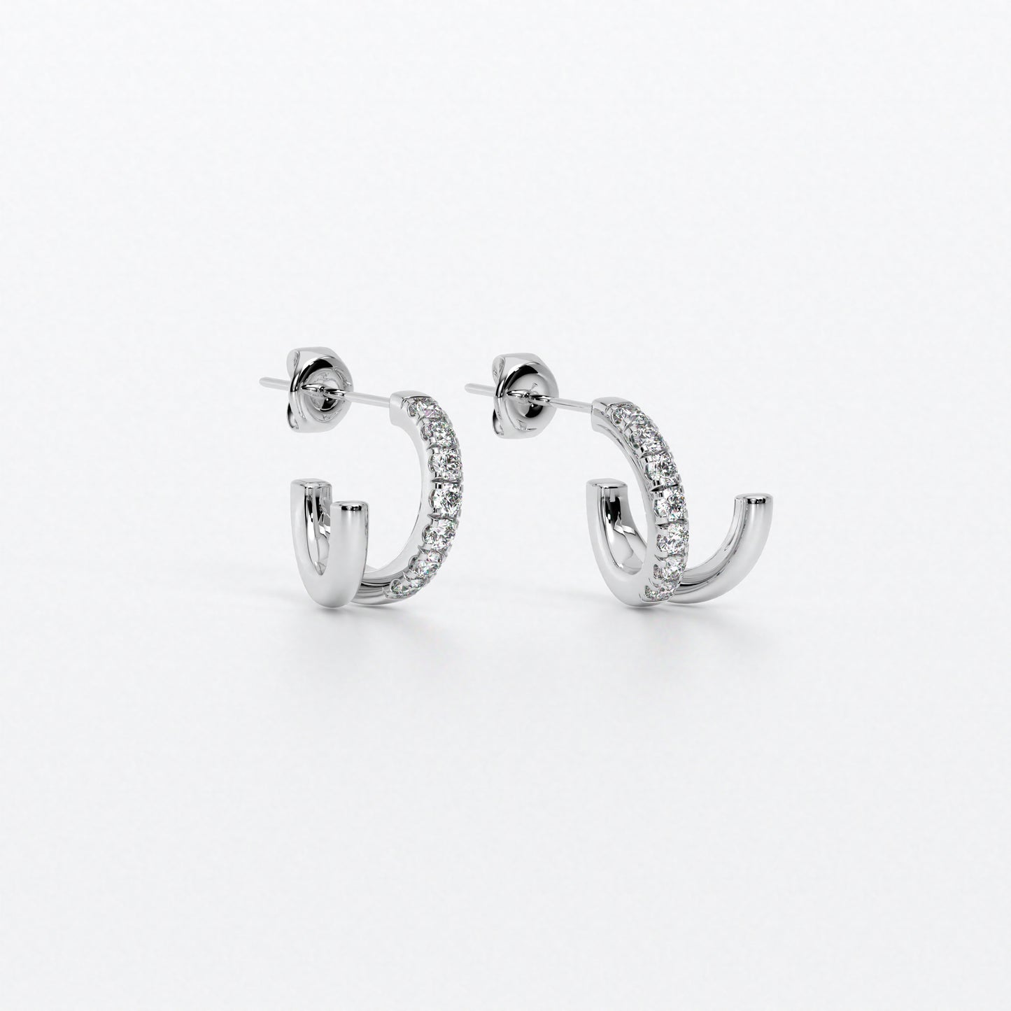 Criollas dobles de oro blanco 18K con diamantes blancos