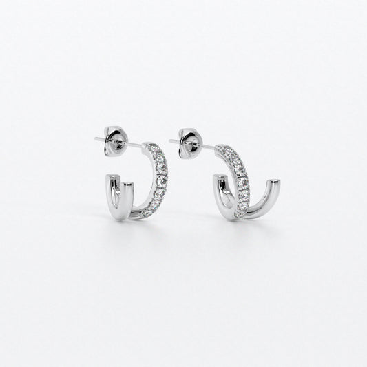 Criollas dobles de oro blanco 18K con diamantes blancos