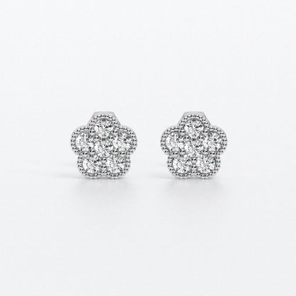 Pendientes con forma de flor con diamantes talla brillante