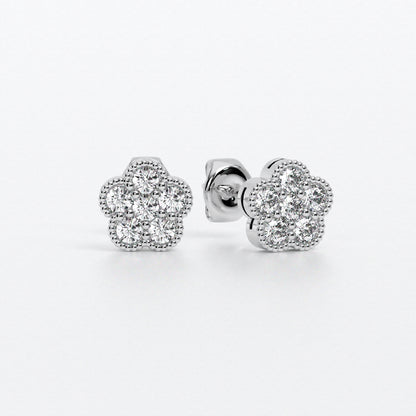 Pendientes con forma de flor con diamantes talla brillante