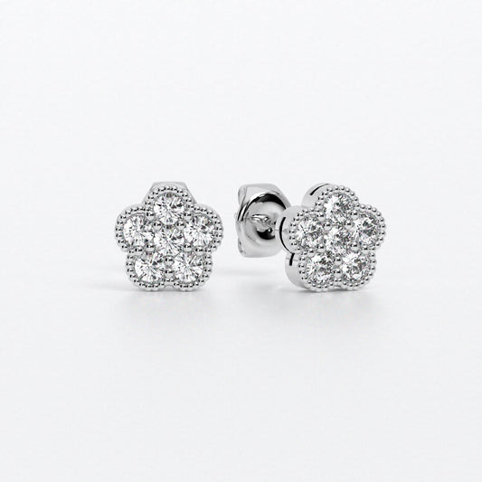 Pendientes con forma de flor con diamantes talla brillante