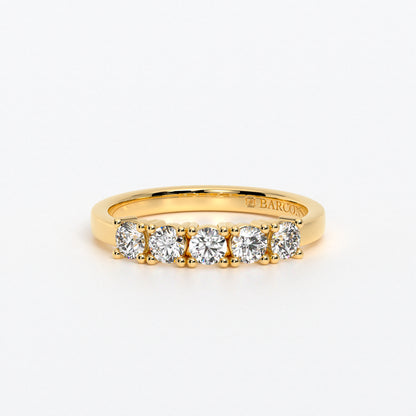Anillo cinquillo con diamantes en oro de 18 quilates