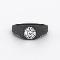 Anillo de oro blanco de 18K con diamante central talla brillante engastado en bisel