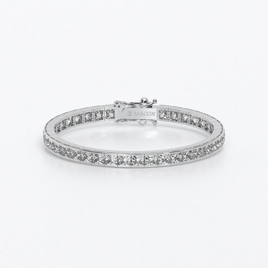 Rivière de oro de 18k con diamantes en talla princesa