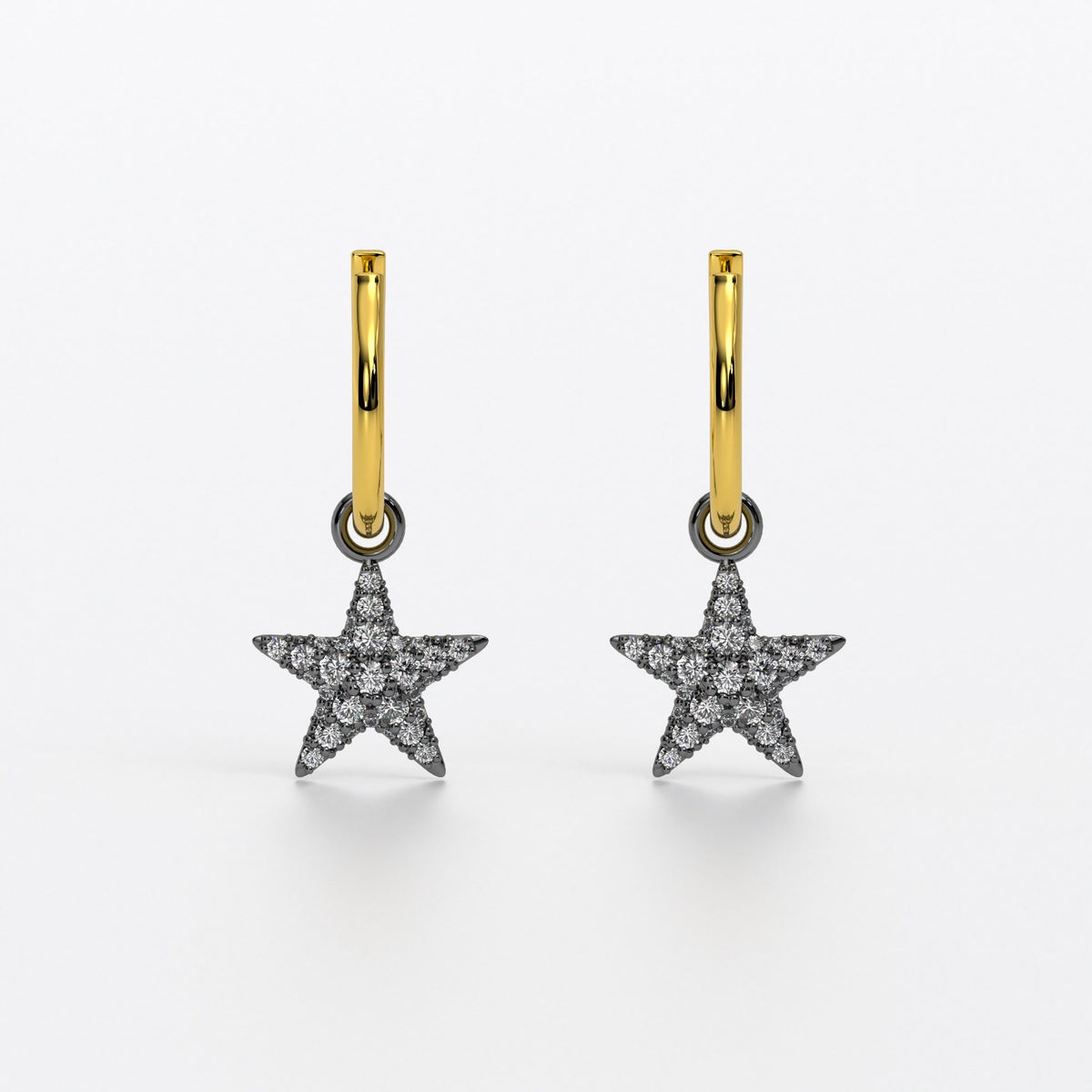 Pendientes oro 18k con forma de estrella con diamantes blancos