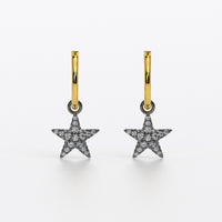 Pendientes oro 18k con forma de estrella con diamantes blancos