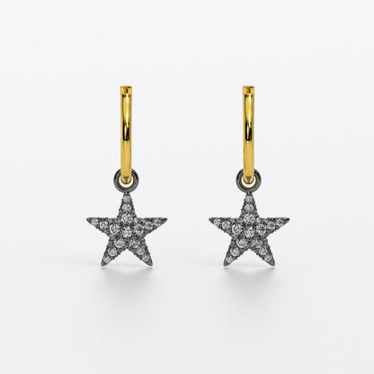 Pendientes oro 18k con forma de estrella con diamantes blancos