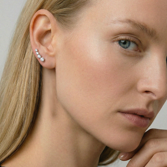 Pendientes degradé de oro de 18k con diamantes blancos