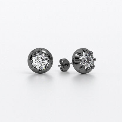 Pendientes solitarios de oro negro 18k con diamante brillante