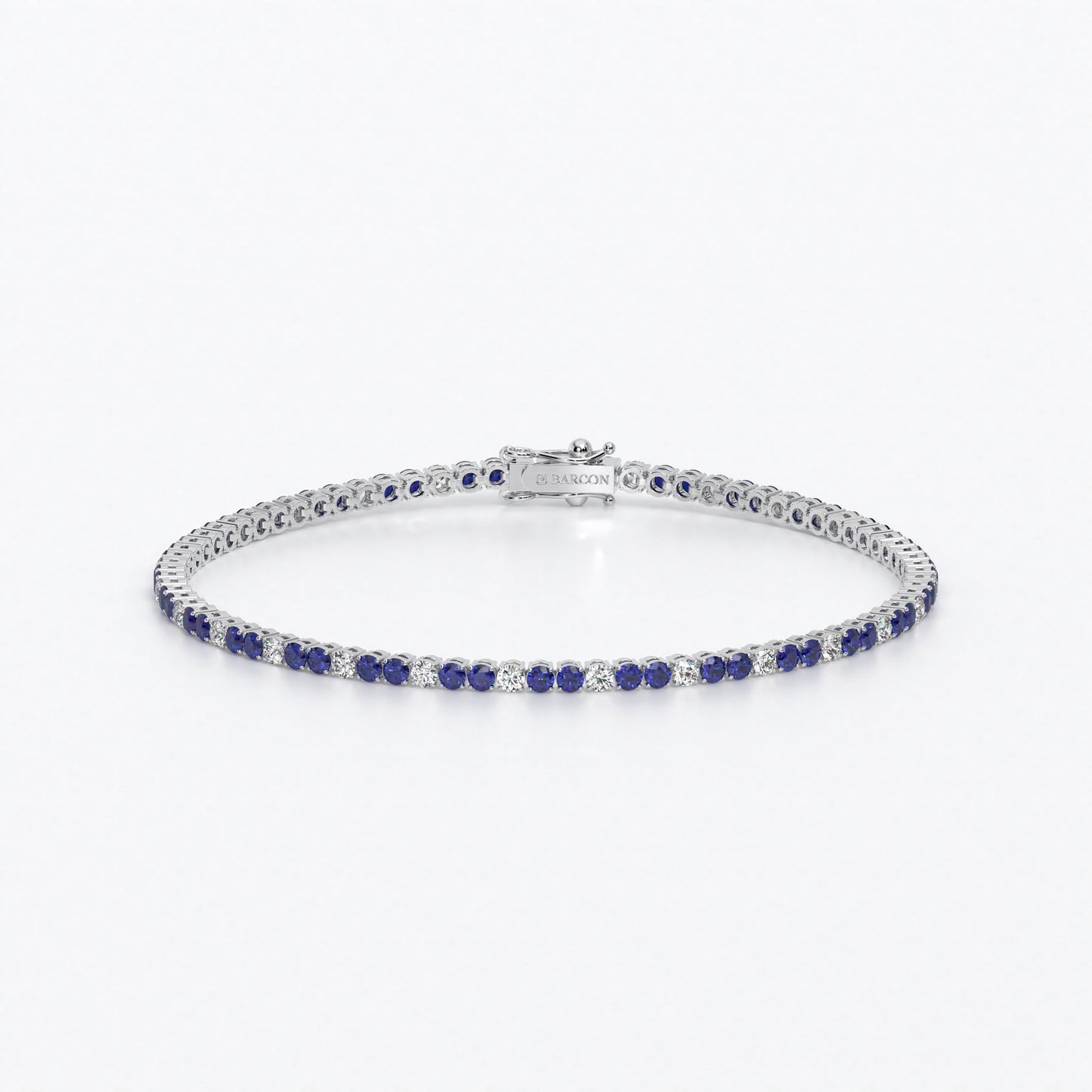 Rivière de oro de 18k con diamantes blancos y zafiros azules en talla brillante