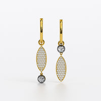 Pendientes de oro amarillo de 18K con diamantes y motivos ovalados