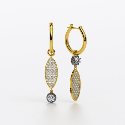 Pendientes de oro amarillo de 18K con diamantes y motivos ovalados