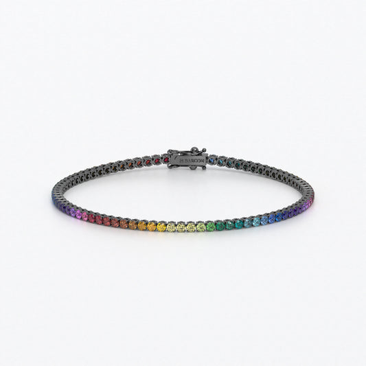 Rivière de oro de 18k con zafiros de colores rainbow en talla brillante