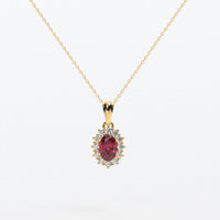 Colgante rosetón con rubí natural y brillantes en oro de 18K