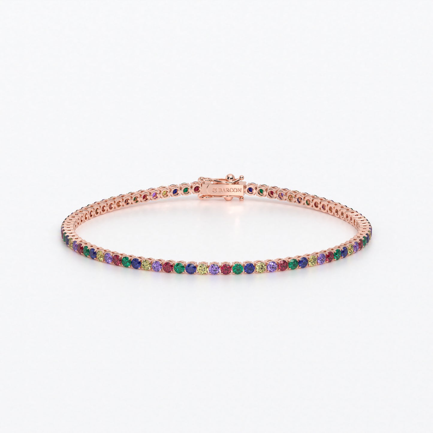 Rivière de oro de 18k con zafiros de colores en talla brillante