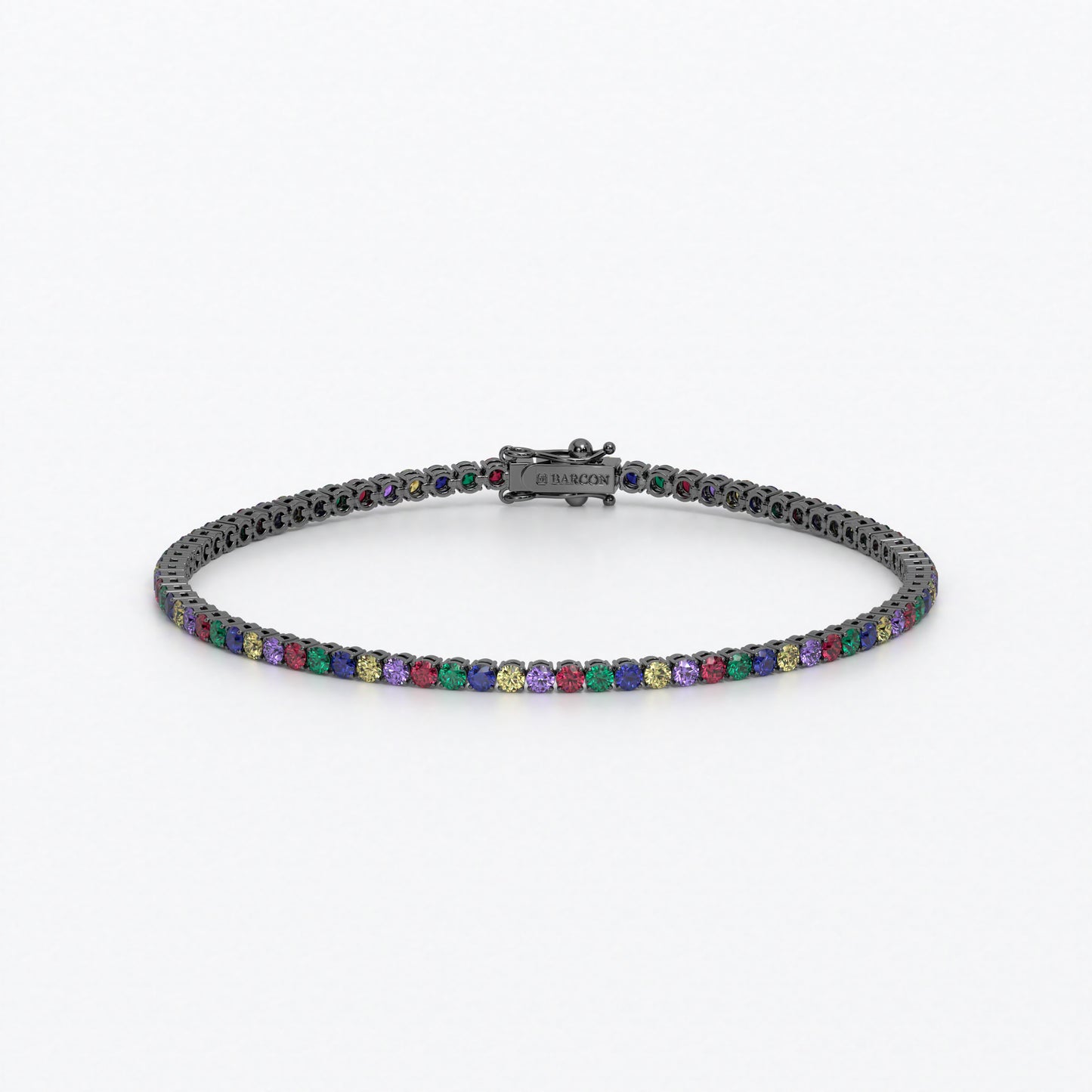 Rivière de oro de 18k con zafiros de colores en talla brillante