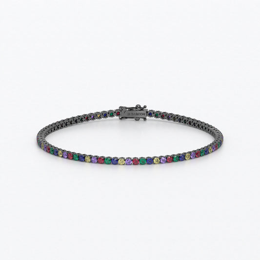 Rivière de oro de 18k con zafiros de colores en talla brillante